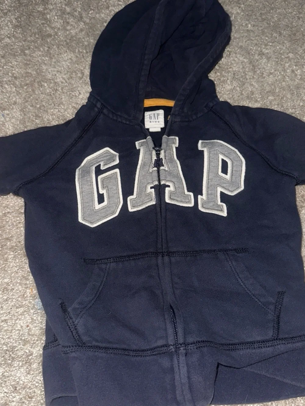 GAP Kids Navy Blue Hooded Zip Sweatshirt with White Applique
